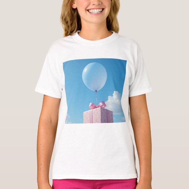 Camiseta balloon with present in blue sky (Frente)