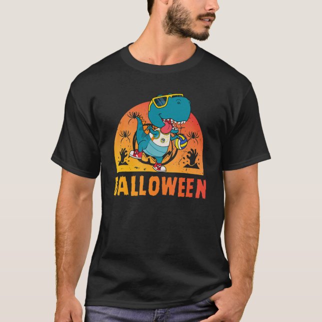 Camiseta Balloween Dinosaur Softball Halloween (Frente)