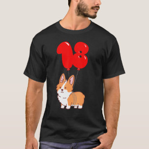 Camiseta Baloão de Aniversário de 18 Anos Corgi Pembroke Fo