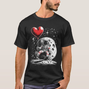 Camiseta Baloão De Coração De Astronauta Espacial Dia Dos N