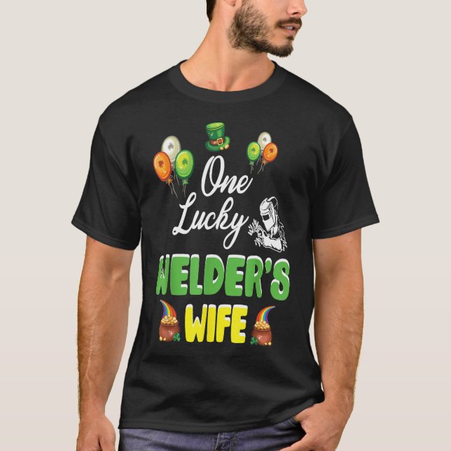 Camiseta Balões Arco-Íris Dourado Leprechaun Hat One Lucky  (Frente)