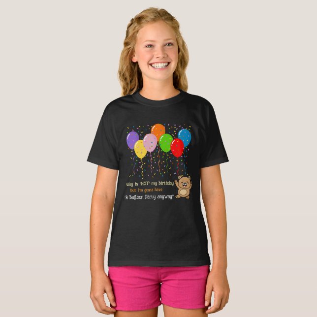 Camiseta Balões Coloridos E Um Urso Feliz (Frente Completa)