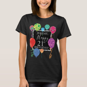 Camiseta Balões de Aniversário Festivos Acrescentam Nome