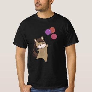 Camiseta Balões de Cavalo-Cavaleiro Voando Pônea Animal Cuj