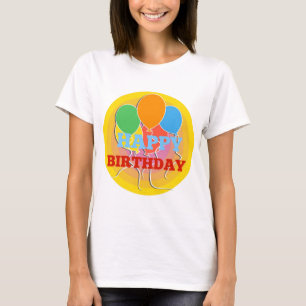 Camiseta Balões de Feliz Aniversário de Cor Brilhante