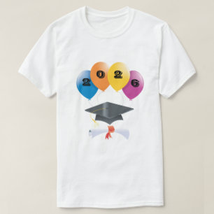Camiseta Balões de Formatura da Turma de 2026 Diploma de Gr