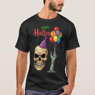 Camiseta Balões de Partido de Crânio do Dia de as Bruxas en