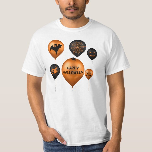 Camiseta Balões do Partido Feliz Halloween (Frente)