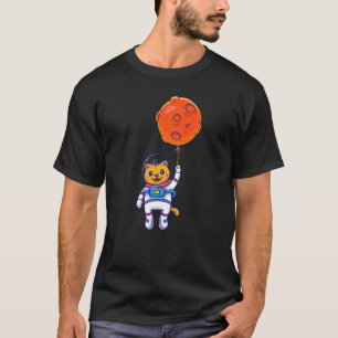 Camiseta Balões Espaciais Astronauta Planetas Lua Gato Espa