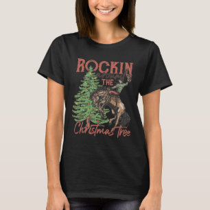Camiseta Baloiçando em Torno da Árvore de Natal Cowboy de N