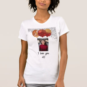 Camiseta Baloões Vermelhos com Brilho Prata e Dourado Convi