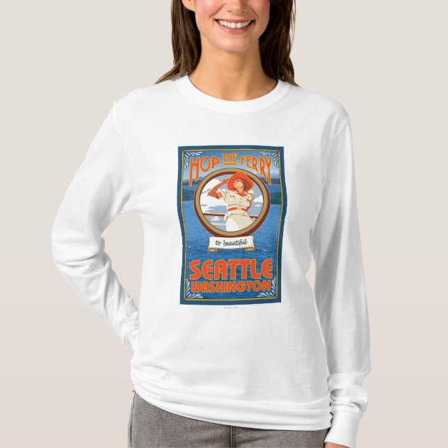 Camiseta Balsa da equitação da mulher - Seattle, Washington (Frente)