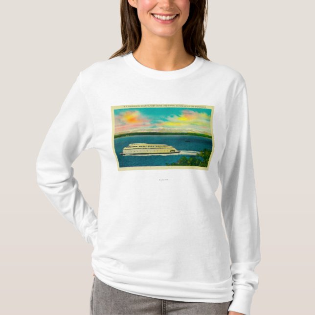 Camiseta Balsa de Kalakala, Puget Sound, montanhas (Frente)