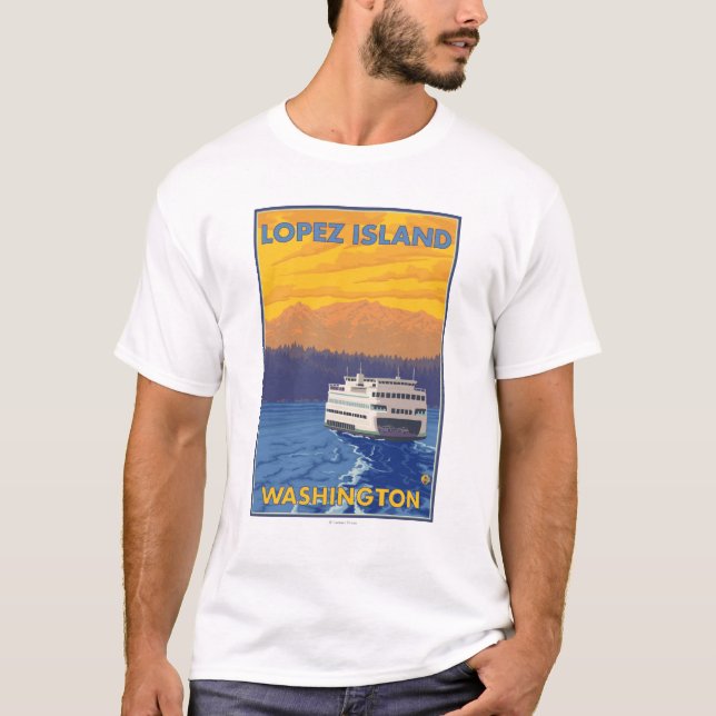 Camiseta Balsa e montanhas - ilha de López, Washington (Frente)