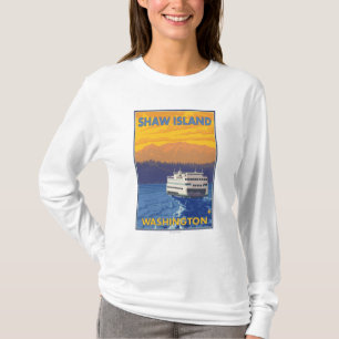 Camiseta Balsa e montanhas - ilha de Shaw, Washington
