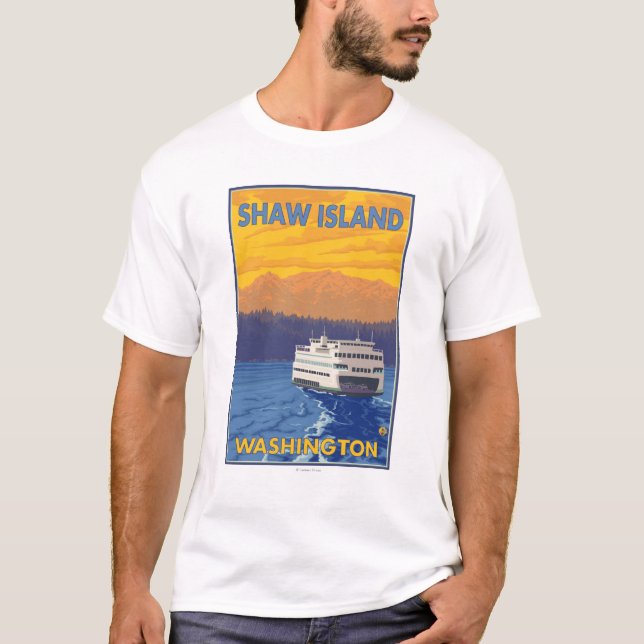 Camiseta Balsa e montanhas - ilha de Shaw, Washington (Frente)