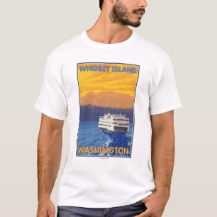 Camiseta Balsa e montanhas - ilha de Whidbey, Washington