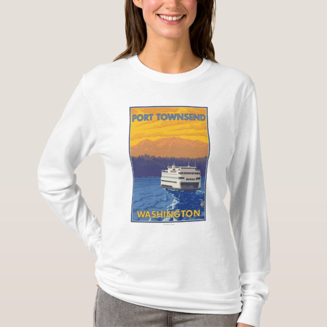 Camiseta Balsa e montanhas - porto Townsend, Washington (Frente)