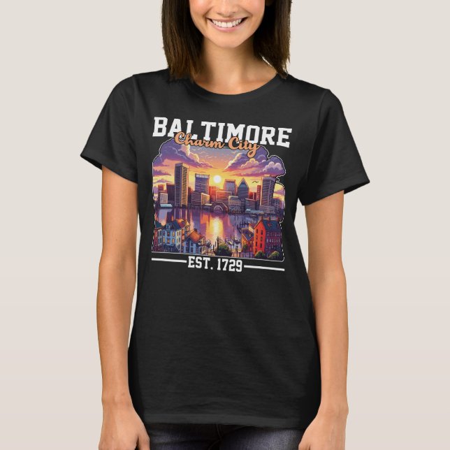 Camiseta Baltimore Charm City Cityscape (Frente)