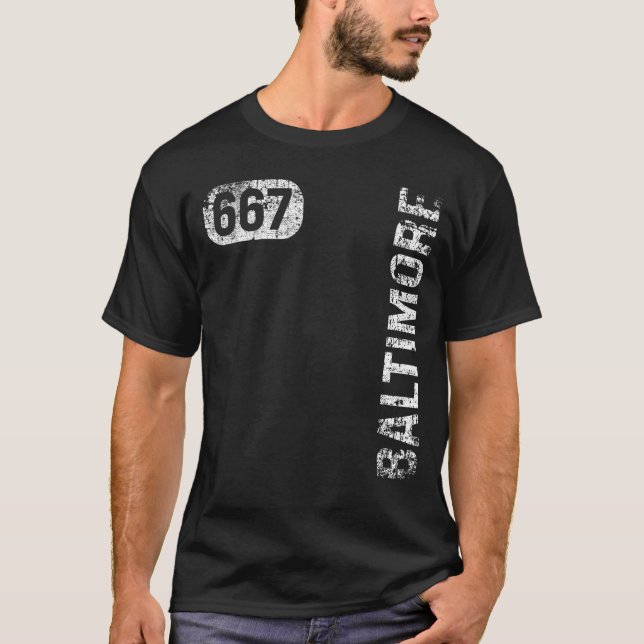Camiseta Baltimore Maryland 667 Código de área Retro (Frente)