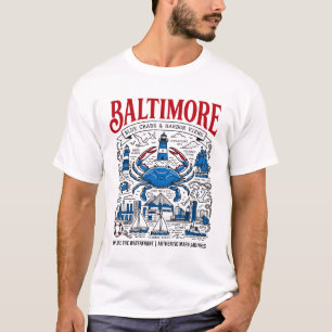 Camiseta Baltimore Maryland Caranguejo Azul E Ilustração Do