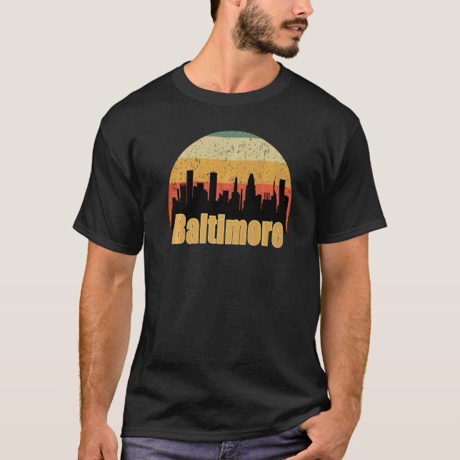Camiseta Baltimore Skyline Silhouette Sunset I Love Baltimo (Frente)