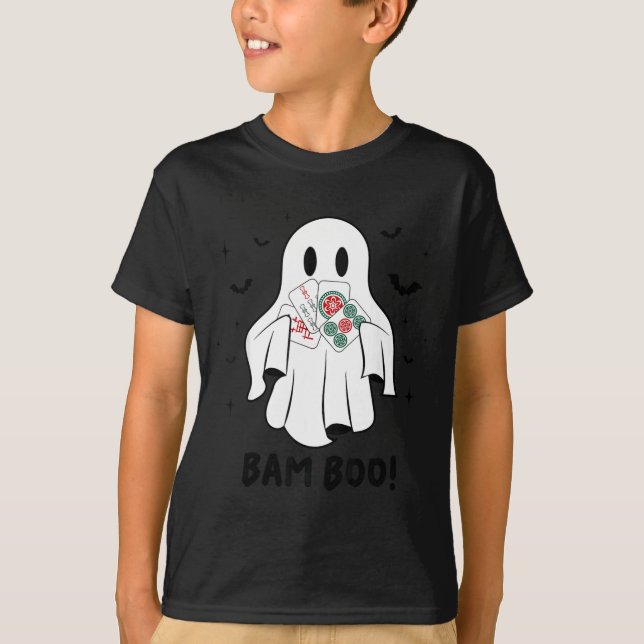 Camiseta Bam Boo Halloween Ghost Mahjong Funny Costume Game (Frente)