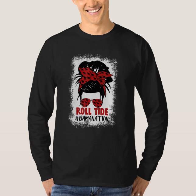 Camiseta Bamanation Roll Tide Alabama Messy Bun Hair Graphi (Frente)