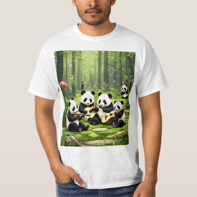 Camiseta Bamboo Bunch Bunch Bunch de pandas (Frente)