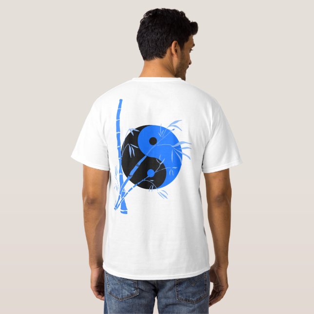 Camiseta Bambu azul equilibrado (Parte Traseira Completa)