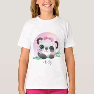 Camiseta de bolso para bebê, meninos, meninas, verão, manga curta, panda, desenhos  animados, camisetas, tops