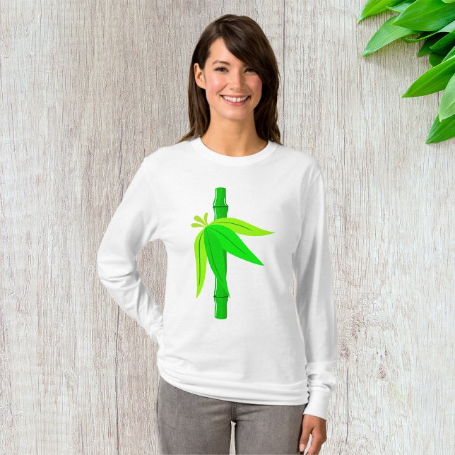 Camiseta Bambu Verde com Folhas Tropicais (Criador carregado)