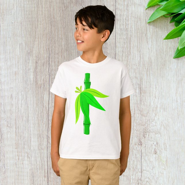 Camiseta Bambu Verde com Folhas Tropicais (Criador carregado)