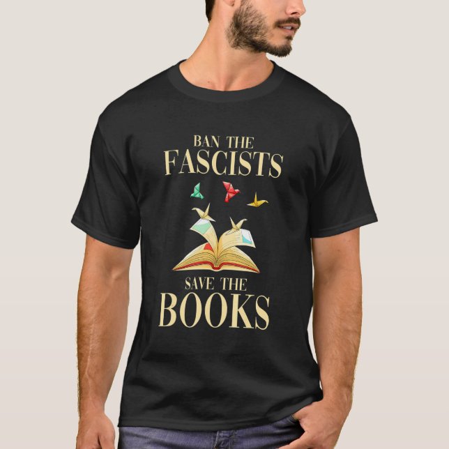 Camiseta Ban The Fascists Save The Book  Book  Student Kids (Frente)