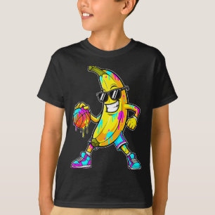 Camiseta Banana Basquete Divertido Gotejamento Crianças Jov