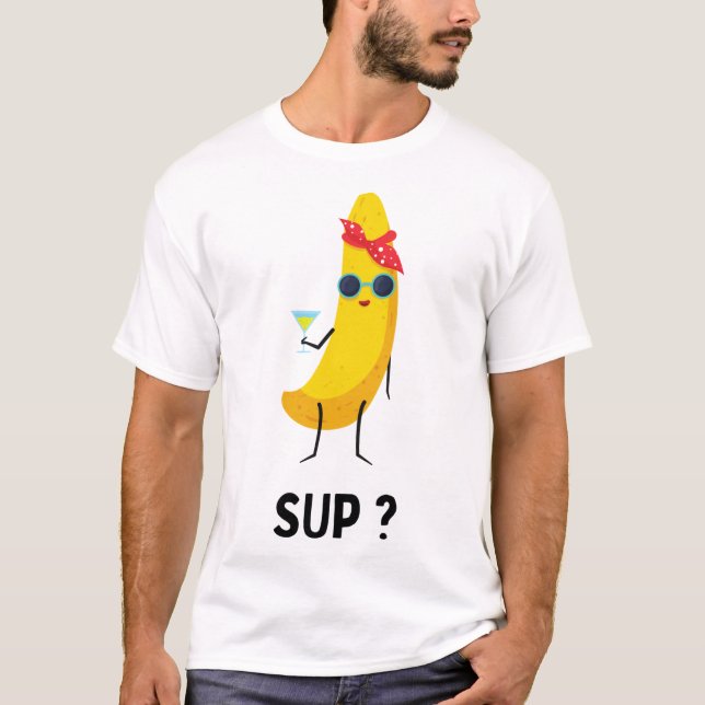 Camiseta Banana com óculos vegetarianos frutas veganos bana (Frente)
