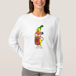 Camiseta Banana como cabeleireiro com secador de cabelo