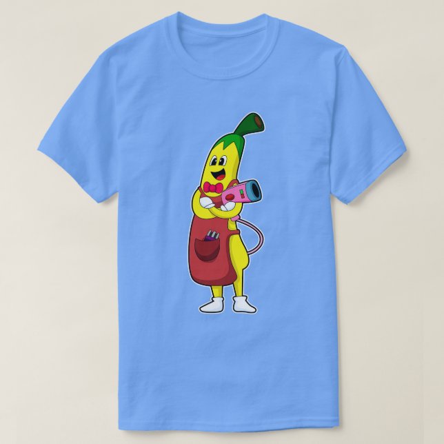 Camiseta Banana como cabeleireiro com secador de cabelo (Frente do Design)