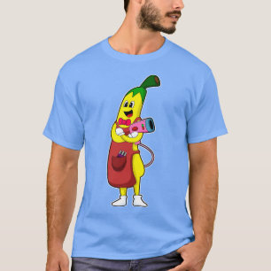 Camiseta Banana como cabeleireiro com secador de cabelo
