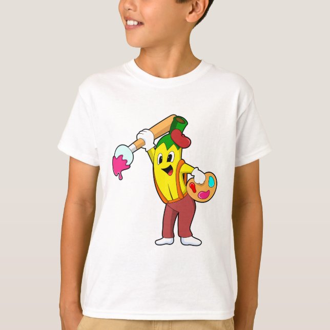 Camiseta Banana como Pincel com Pincel de Tinta (Frente)