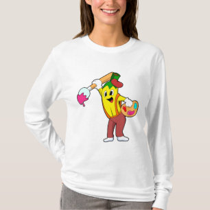 Camiseta Banana como Pincel com Pincel de Tinta