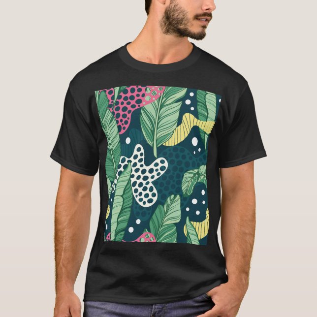 Camiseta Banana deixa abstrato, cores da moda (Frente)