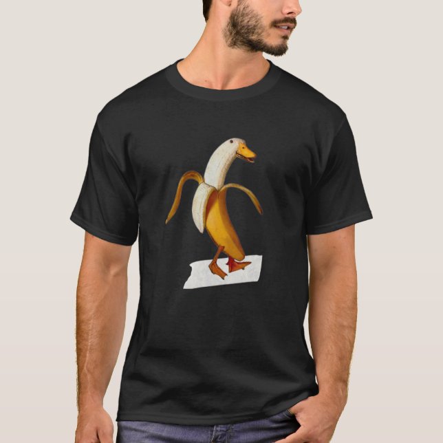 Camiseta Banana Duck Caminha Engraçado Pássaro Antropomórfi (Frente)