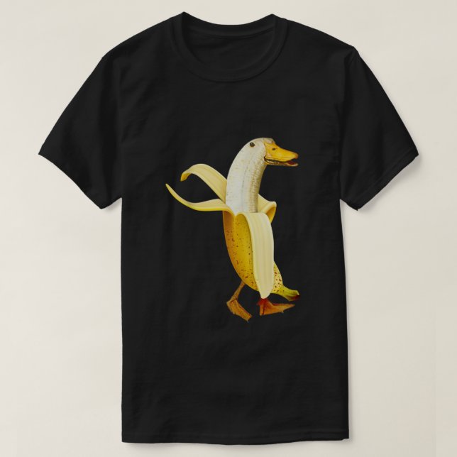 Camiseta Banana Duck Pássaro Antropomorfo fruta Engraçado A (Frente do Design)