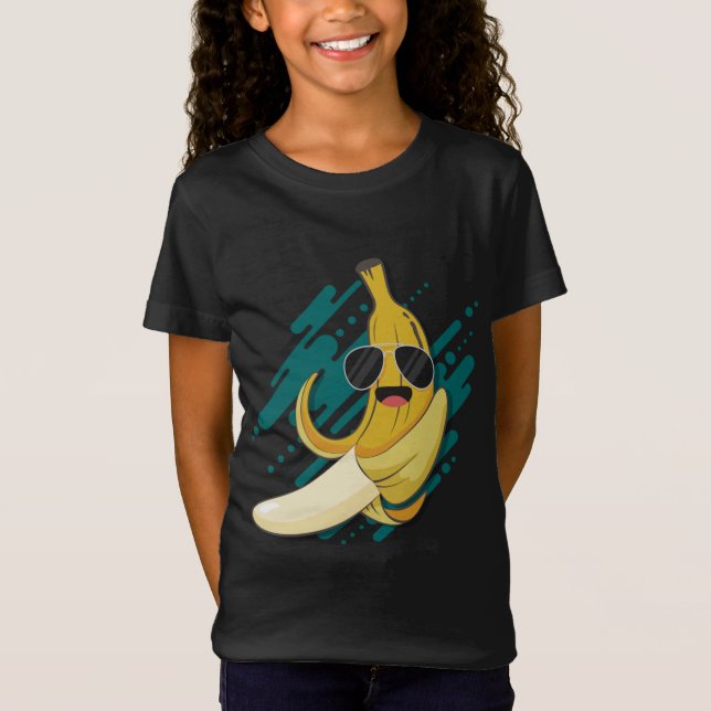 Camiseta Banana Engraçada Com Óculos Solares Fru Saudável E (Frente)
