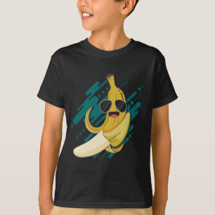 Camiseta Banana Engraçada Com Óculos Solares Fru Saudável E