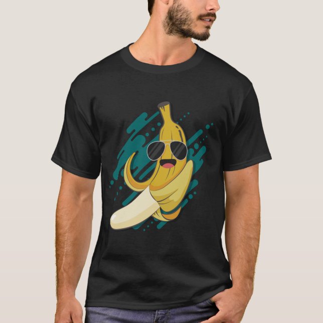 Camiseta Banana Engraçada Com Óculos Solares Fru Saudável E (Frente)
