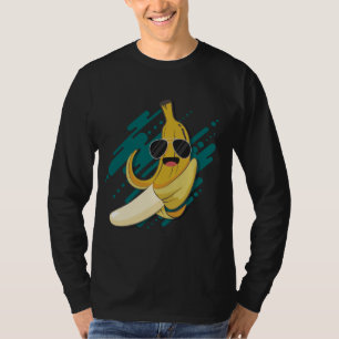 Camiseta Banana Engraçada Com Óculos Solares Fru Saudável E