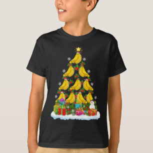 Camiseta Banana Fruta Xmas Tree Lighting Papais noeis Banan