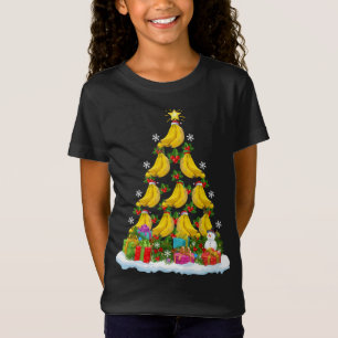 Camiseta Banana Fruta Xmas Tree Lighting Papais noeis Banan